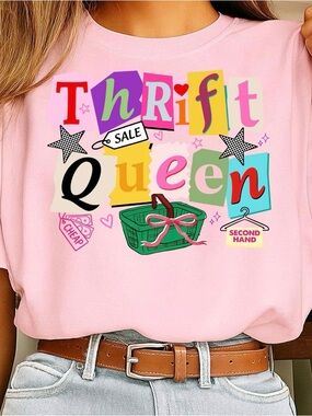 Handmade Pink Thrift Queen Graphic T-Shirt